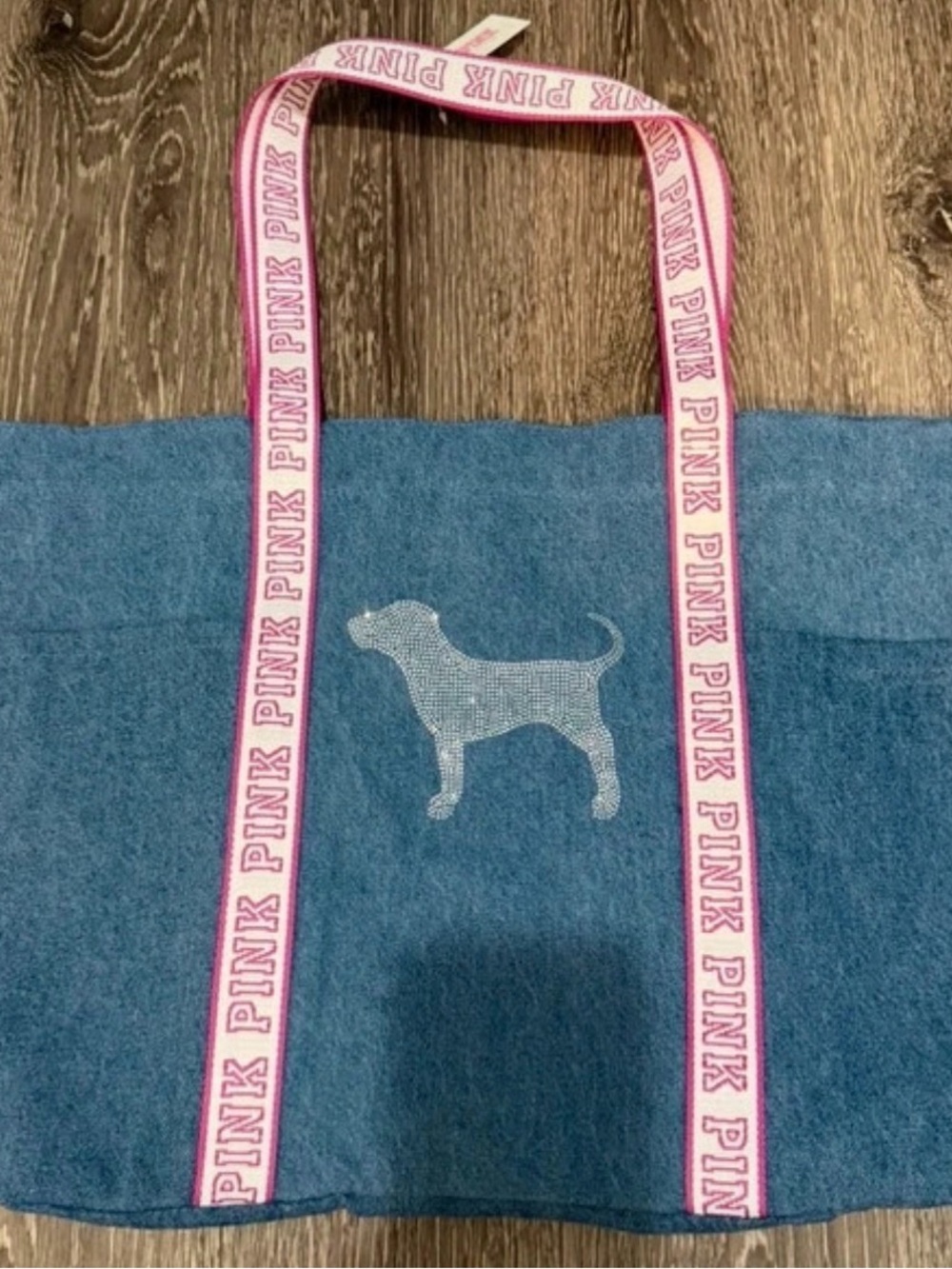PINK Victoria's Secret Denim Pet Tote with Pink Logo Straps